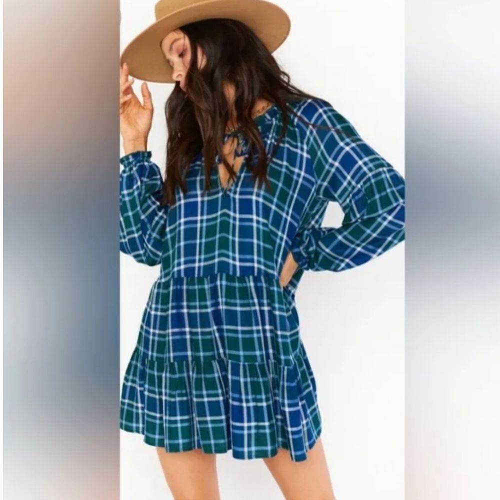 SHOW ME YOUR MUMU Women's Ainsley Long Sleeve Plus Size Flannel Plaid Mini Dress - Picture 2 of 16